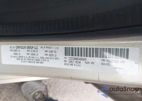 2014 Chrysler 200 Lx z USA, uszkodzony, nr VIN 1C3CCBAB8EN205029